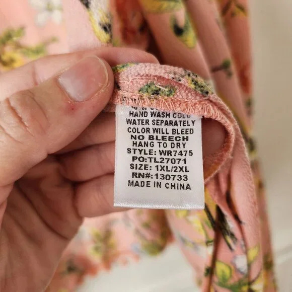 Umgee Pink Floral Wrap Poncho Kimono Robe Boho Bohemian Women's 1XL/2XL - Picture 7 of 8